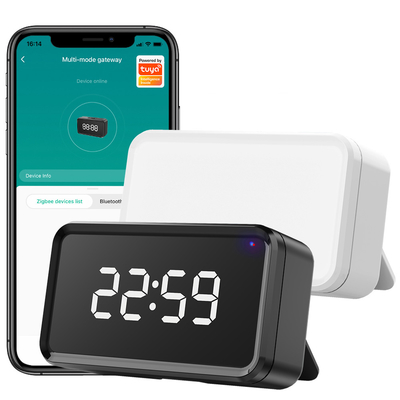 Puerta de enlace Tuya ZigBee Muestra de tiempo Alexa Google Home Bluetooth Mesh Puente inalámbrico Hub Puerta de enlace de modo multi inteligente