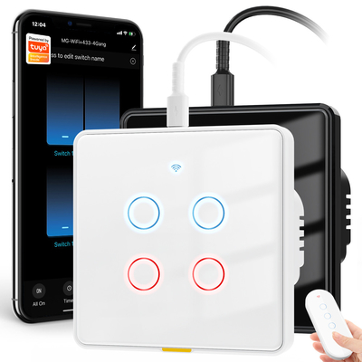 Interruptor de Wi-Fi Tuya Tipo c Aplicación de voz de tiempo Google Home Smart Home UE Light Touch Wall WIFI RF433 110-240v Interruptor Alexa