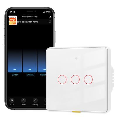 Tuya Zigbee Switch Sin cable neutro100-250v Aplicación de voz Alexa Google Home Sin condensador Requerido Smart Home Light Touch EU Switch