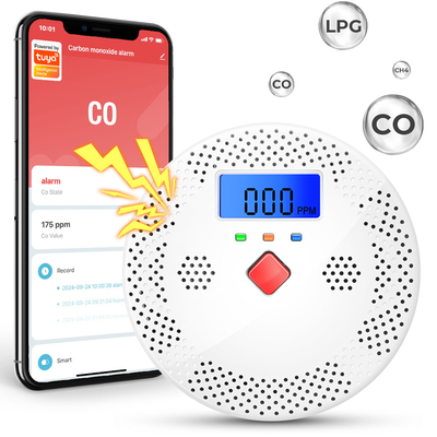 Tuya Wifi Detector de monóxido de carbono Smart Monitor de calidad del aire CO detector de alarma de luz de sonido LCD pantalla digital Tester de calidad del aire en el hogar