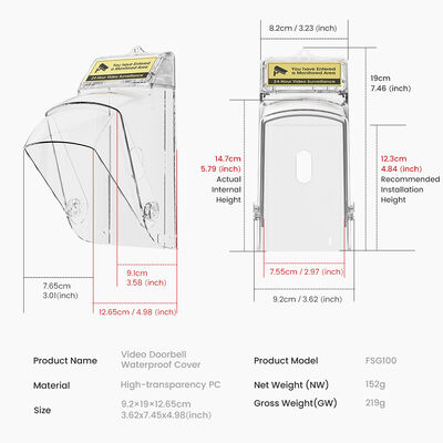 SMATRUL Video Campanilla de la puerta Rain Waterproof Cover Exterior Diseño giratorio recordatorio anti robo Compatible con acceso a la puerta Campanilla de vídeo