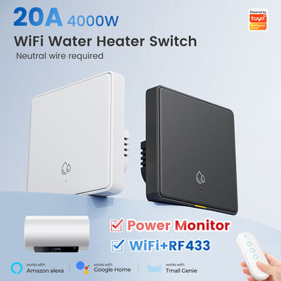 20A WiFi RF433 Switch para calentador de agua Tuya Smart Home 4000W Timing Countdown Wireless Wall Switch APP Control de voz con Alexa Google Home