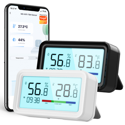 Buen precio Sensor de termómetro Wifi con luz de fondo Aplicación remota de voz Alexa Google Home Digital Tuya Smart Home en línea