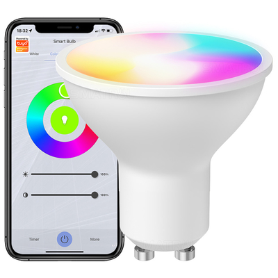 Buen precio Smart Bulb RGBCW 5W lámparas atenuables Control remoto Trabajar con Alexa Google Home Tuya GU10 WiFi Smart Light LED Bulbs en línea
