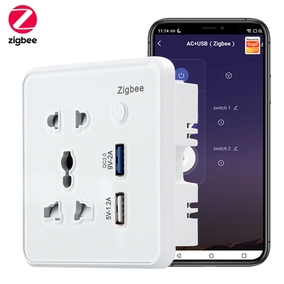 Buen precio Zigbee Wall Smart Socket vidrio templado cargador rápido rápido 3.0 Usb tiempo de carga Google Home Alexa TuyaUS UE UK enchufe en línea