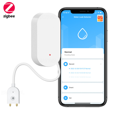 Buen precio Sensor de fuga de agua Zigbee Notificación de hogar inteligente Alertas de fuga de agua de inundación Alerta de fuga de agua Seguridad del hogar Detector de inundación Tuya en línea