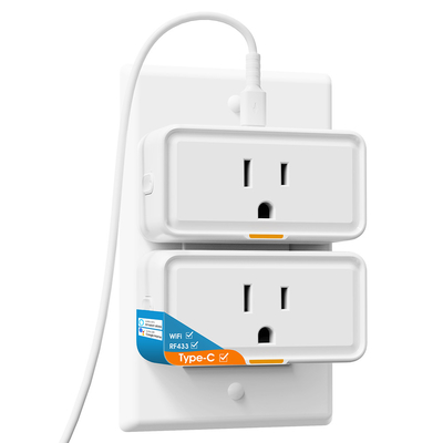 Buen precio Enchufe inteligente Tuya con monitoreo de energía, WiFi y enchufe RF433, toma de corriente tipo C, aplicación y control de voz, compatible con Alexa y Google Home en línea
